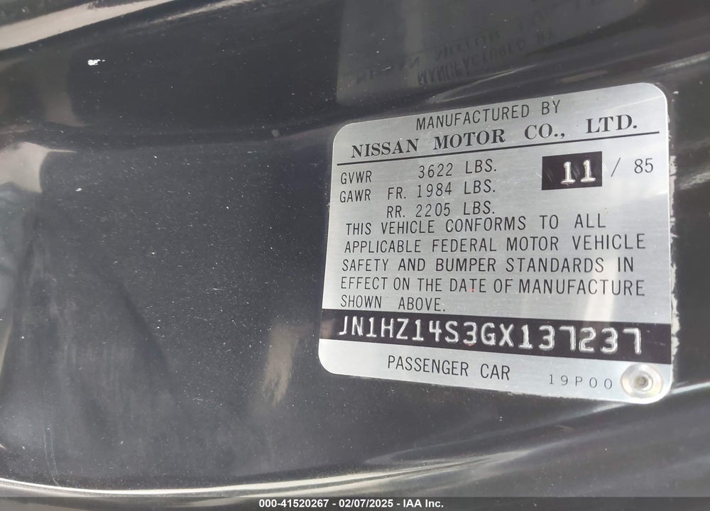 1986 NISSAN 300ZX VIN: JN1HZ14S3GX137237