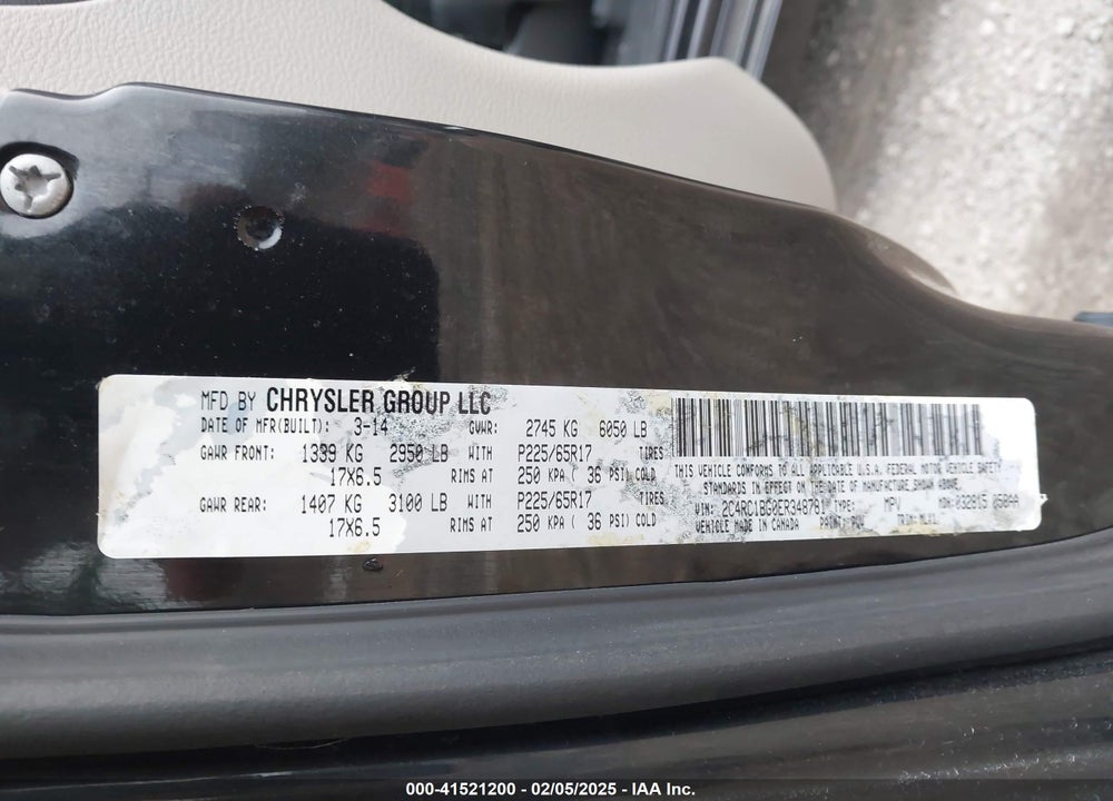2014 CHRYSLER TOWN & COUNTRY TOURING VIN: 2C4RC1BG0ER348781