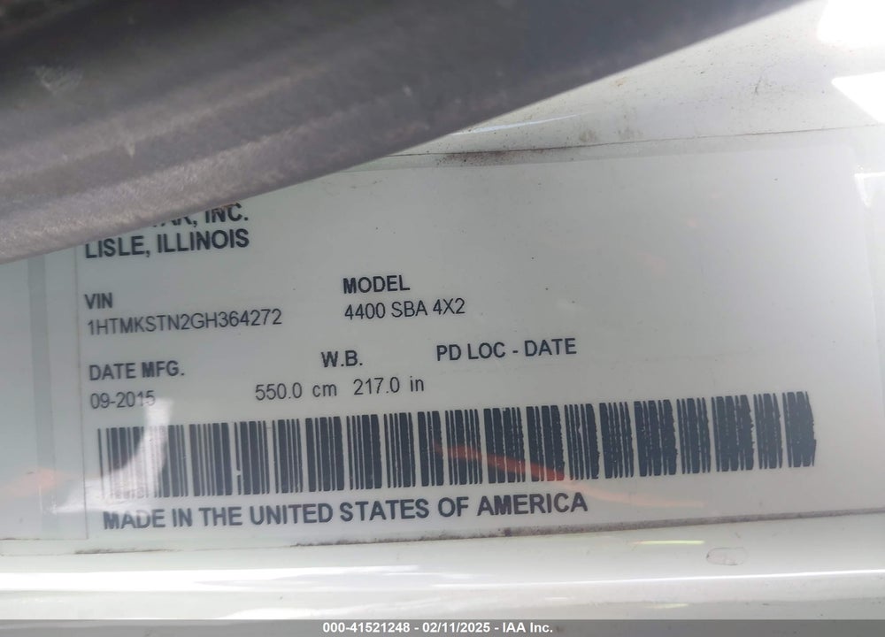 2016 INTERNATIONAL 4000 4400 VIN: 1HTMKSTN2GH364272