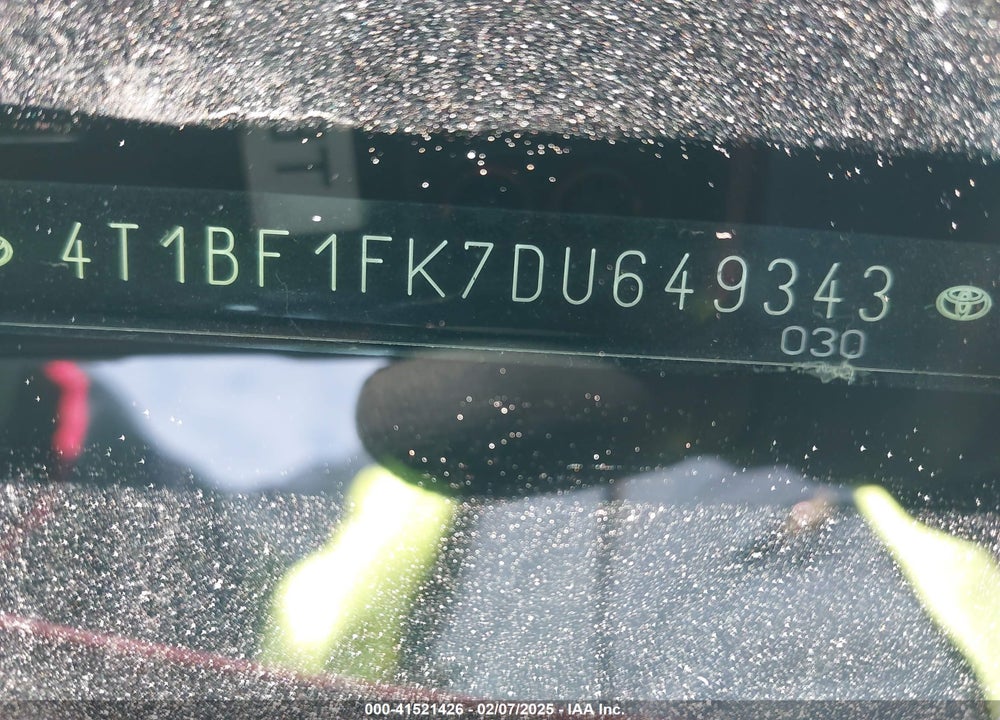 2013 TOYOTA CAMRY VIN: 4T1BF1FK7DU649343