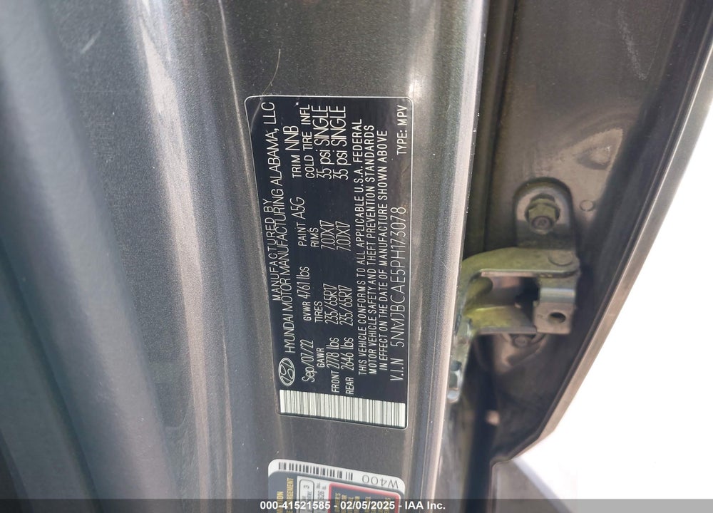 2023 HYUNDAI TUCSON VIN: 5NMJBCAE5PH173078
