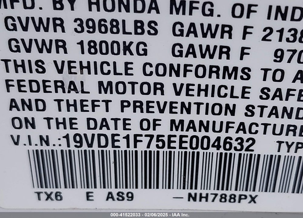 2014 ACURA ILX VIN: 19VDE1F75EE004632