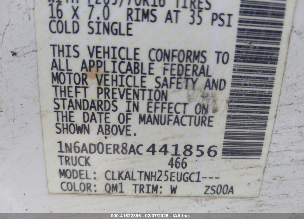 2010 NISSAN FRONTIER VIN: 1N6AD0ER8AC441856