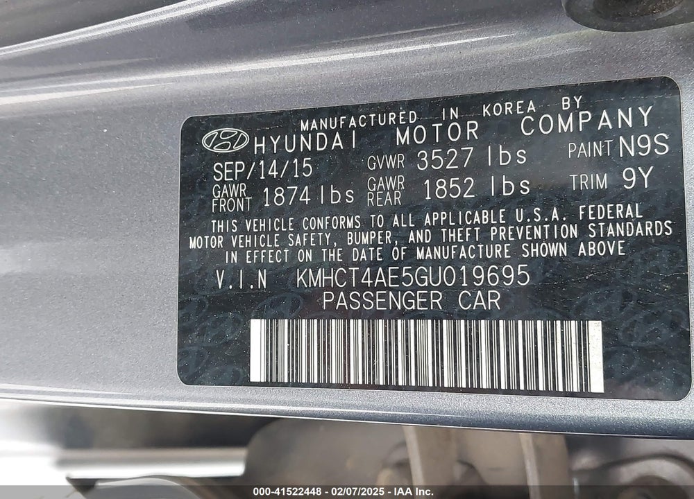 2016 HYUNDAI ACCENT SE VIN: KMHCT4AE5GU019695