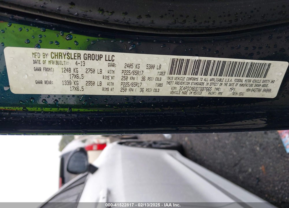 2013 DODGE JOURNEY SE VIN: 3C4PDCAB3DT687665