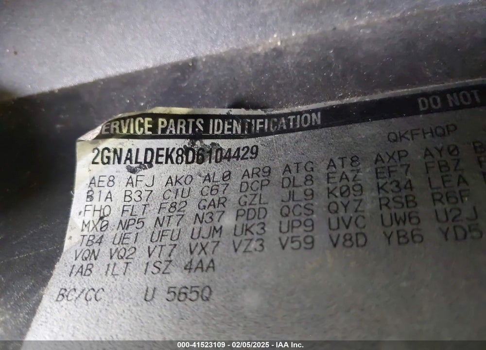 2013 CHEVROLET EQUINOX 1LT VIN: 2GNALDEK8D6104429