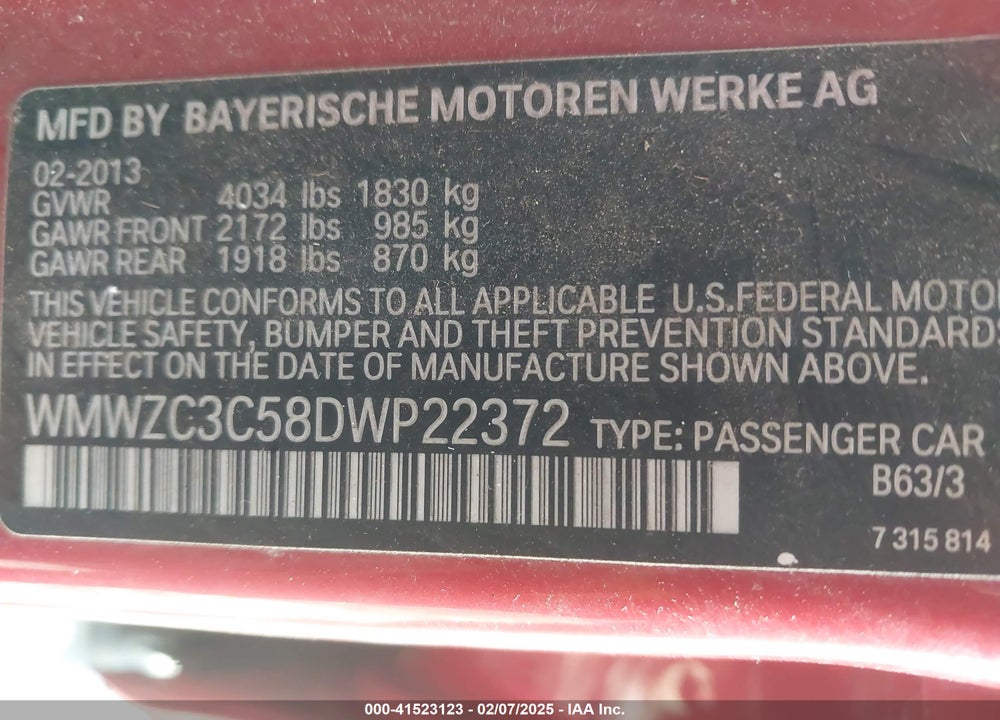 2013 MINI COUNTRYMAN COOPER S VIN: WMWZC3C58DWP22372