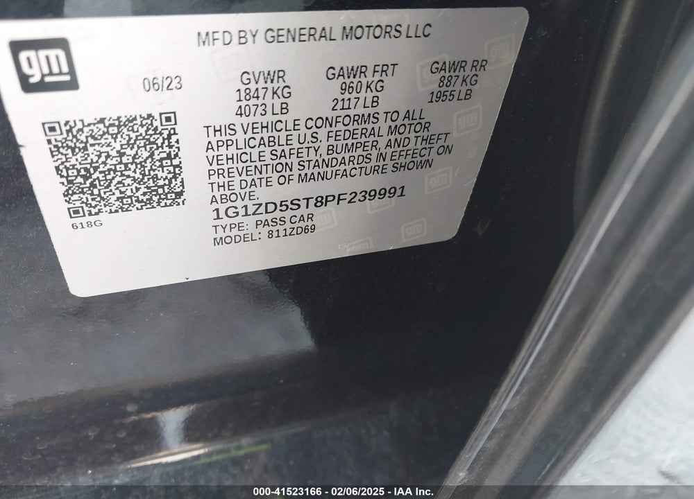 2023 CHEVROLET MALIBU FWD 1LT VIN: 1G1ZD5ST8PF239991