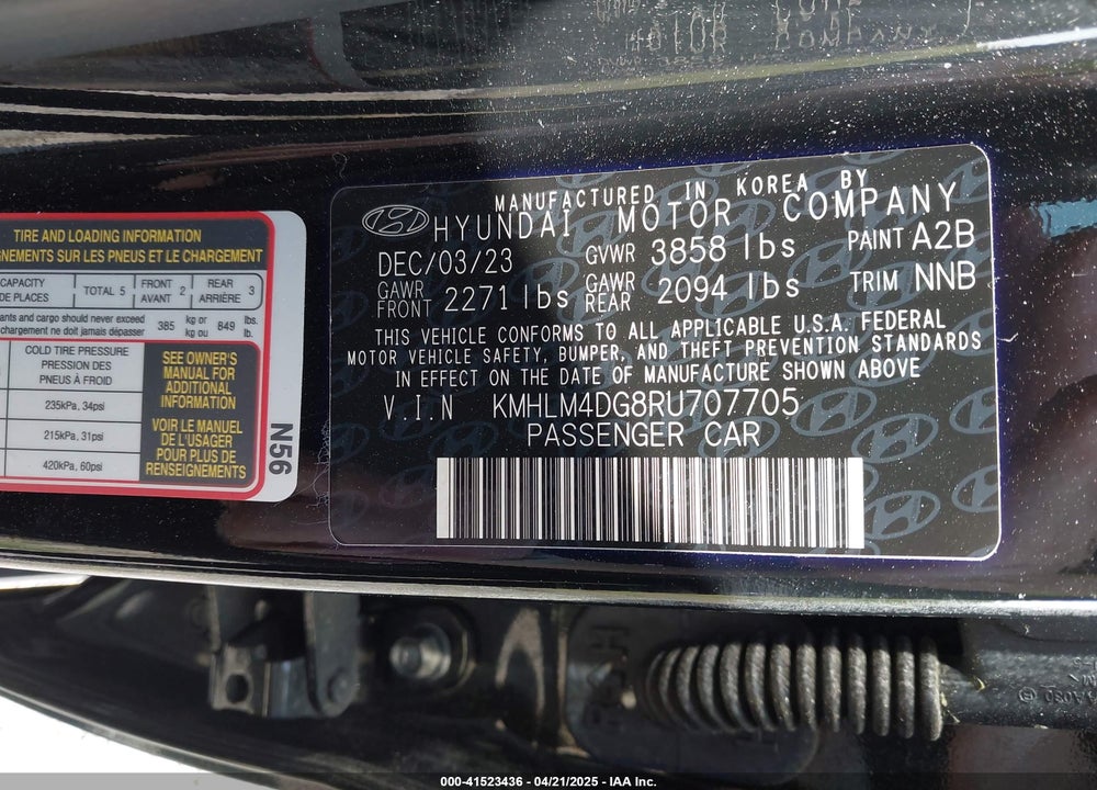 2024 HYUNDAI ELANTRA VIN: KMHLM4DG8RU707705