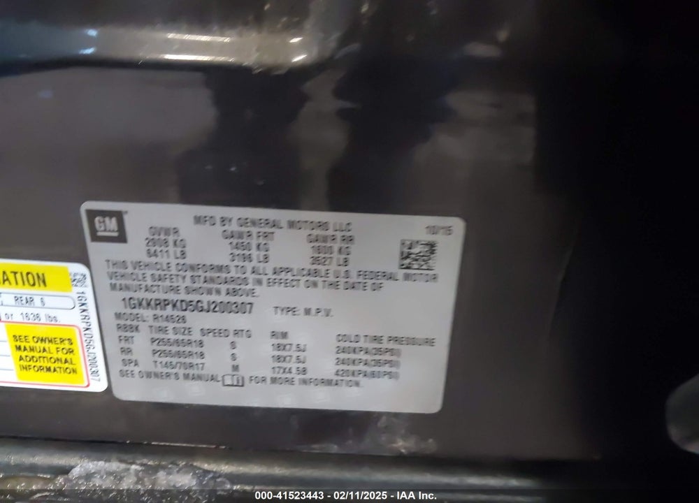 2016 GMC ACADIA SLE-2 VIN: 1GKKRPKD5GJ200307