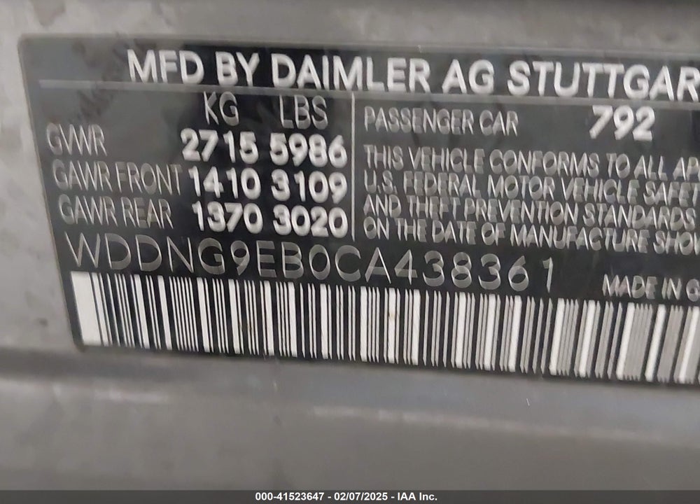 2012 MERCEDES-BENZ S 550 4MATIC VIN: WDDNG9EB0CA438361