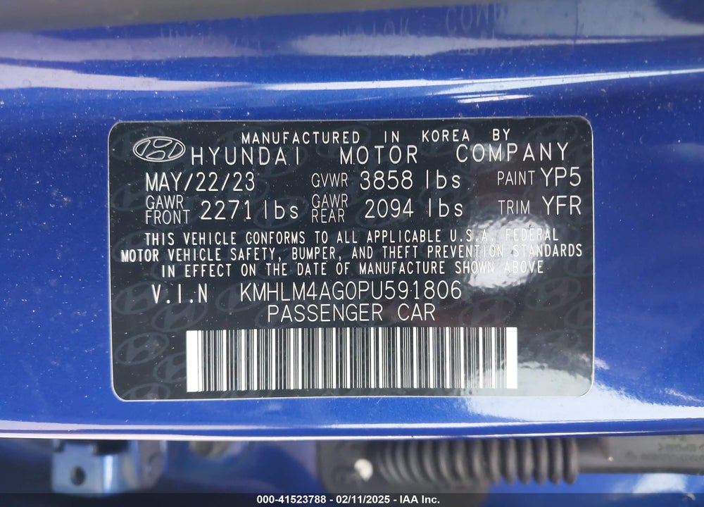 2023 HYUNDAI ELANTRA VIN: KMHLM4AG0PU591806