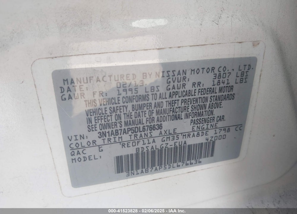 2013 NISSAN SENTRA VIN: 3N1AB7AP5DL676636
