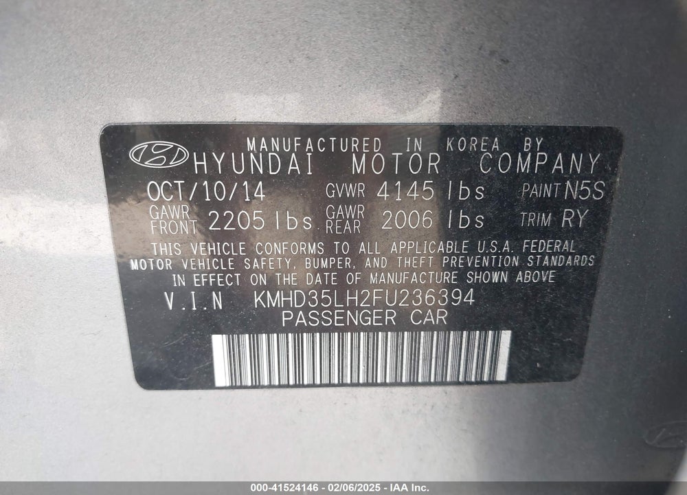 2015 HYUNDAI ELANTRA GT VIN: KMHD35LH2FU236394
