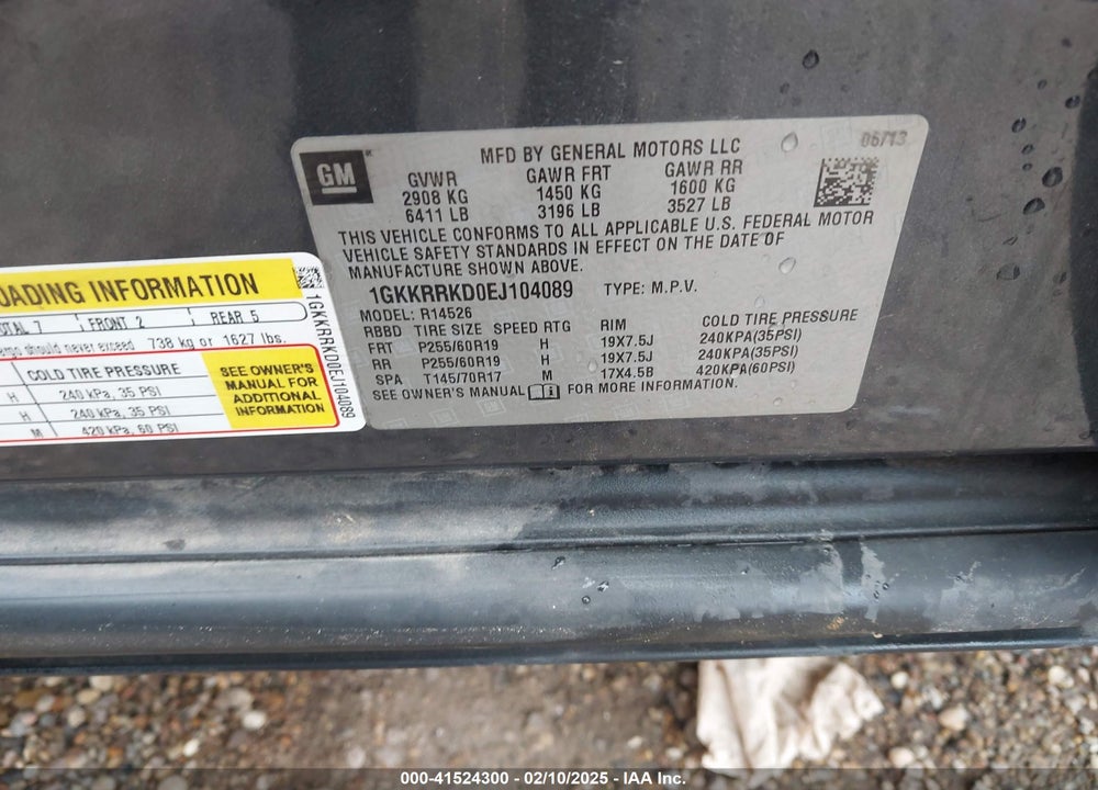 2014 GMC ACADIA SLT-1 VIN: 1GKKRRKD0EJ104089