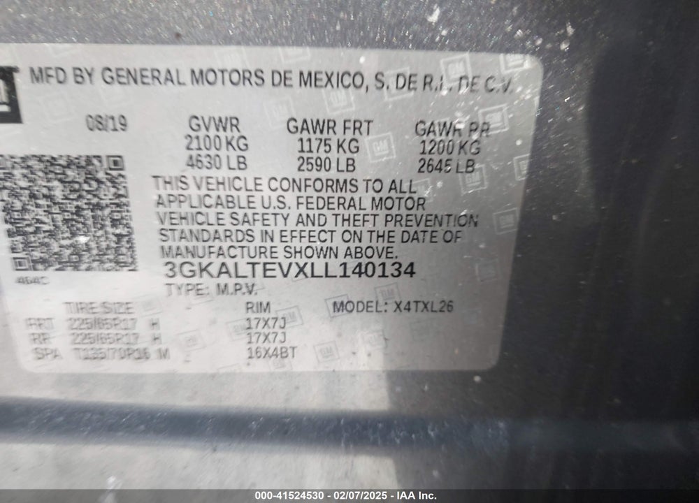 2020 GMC TERRAIN AWD SLE VIN: 3GKALTEVXLL140134