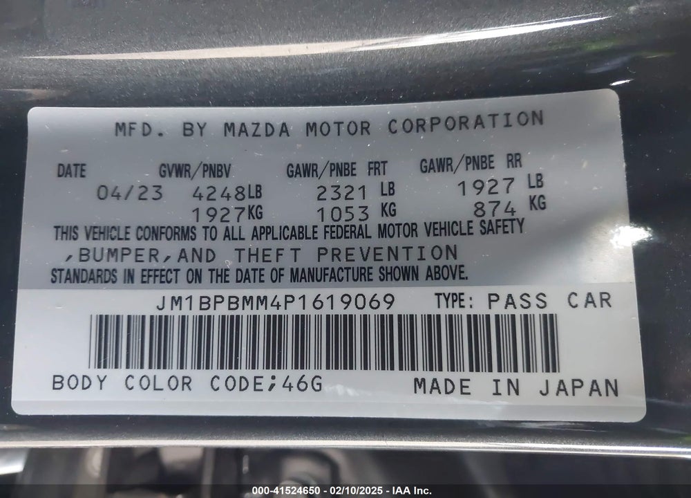 2023 MAZDA MAZDA3 HATCHBACK VIN: JM1BPBMM4P1619069