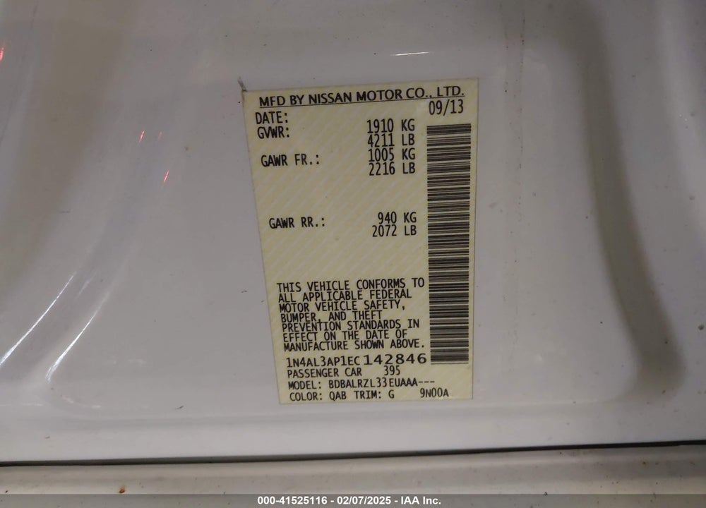 2014 NISSAN ALTIMA 2.5 S VIN: 1N4AL3AP1EC142846