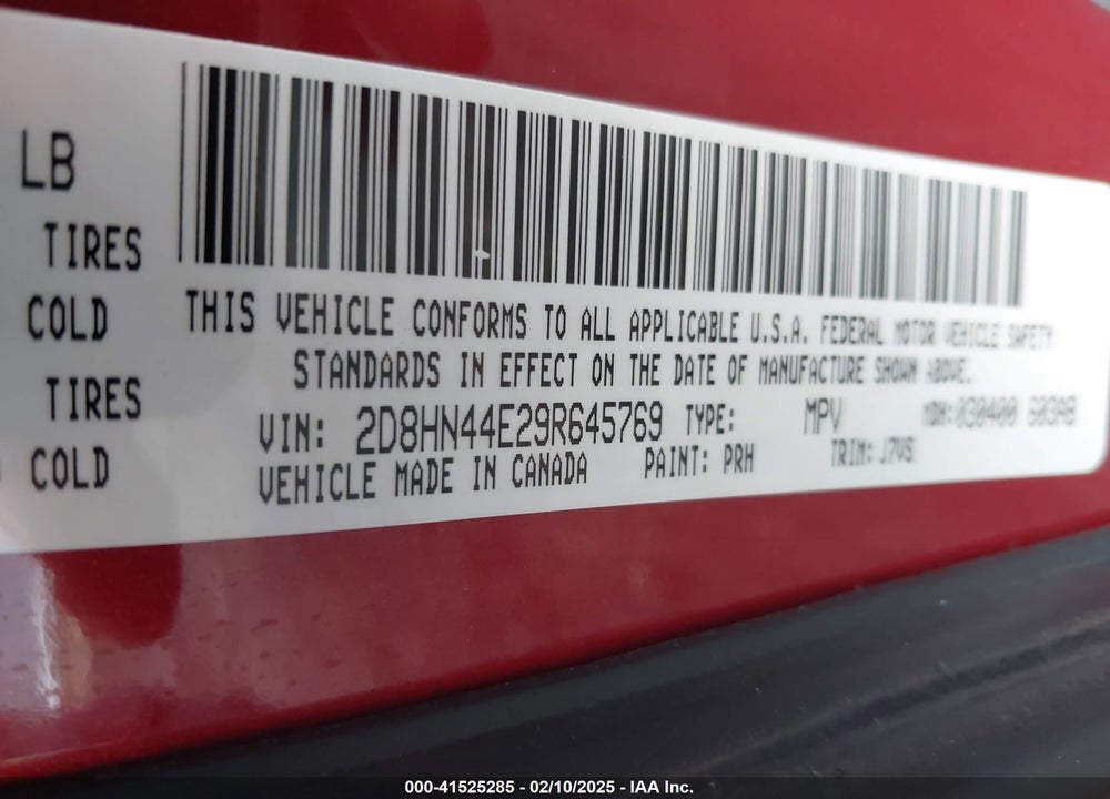 2009 DODGE GRAND CARAVAN SE VIN: 2D8HN44E29R645769