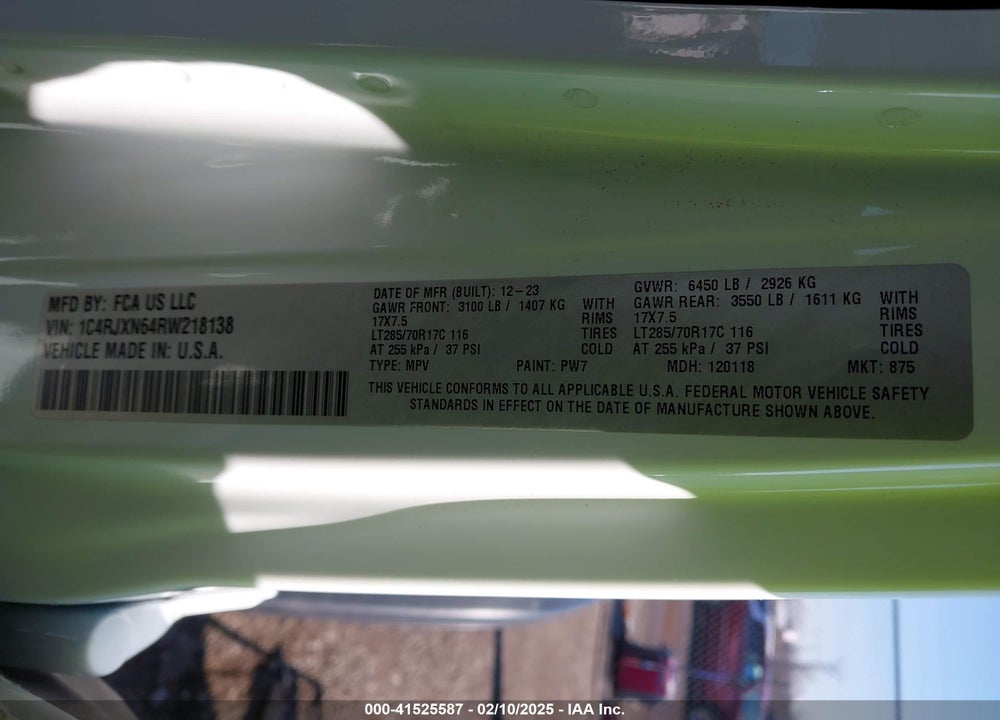 2024 JEEP WRANGLER 4XE WILLYS 4XE VIN: 1C4RJXN64RW218138