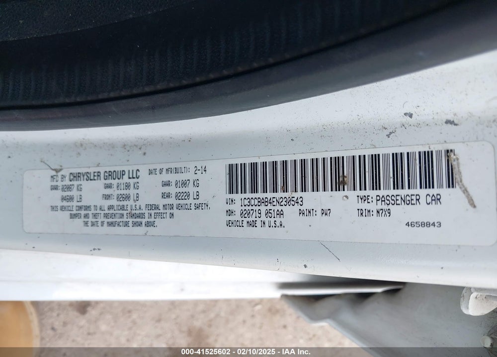 2014 CHRYSLER 200 VIN: 1C3CCBAB4EN230543