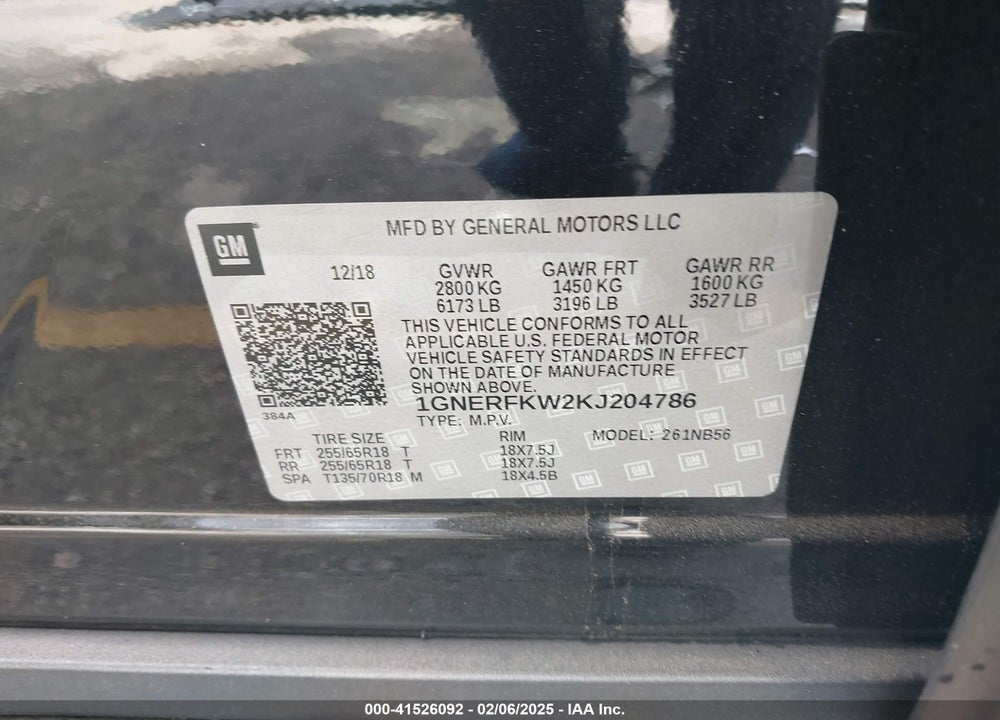2019 CHEVROLET TRAVERSE LS VIN: 1GNERFKW2KJ204786