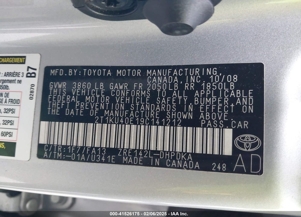 2009 TOYOTA MATRIX VIN: 2T1KU40E19C141212