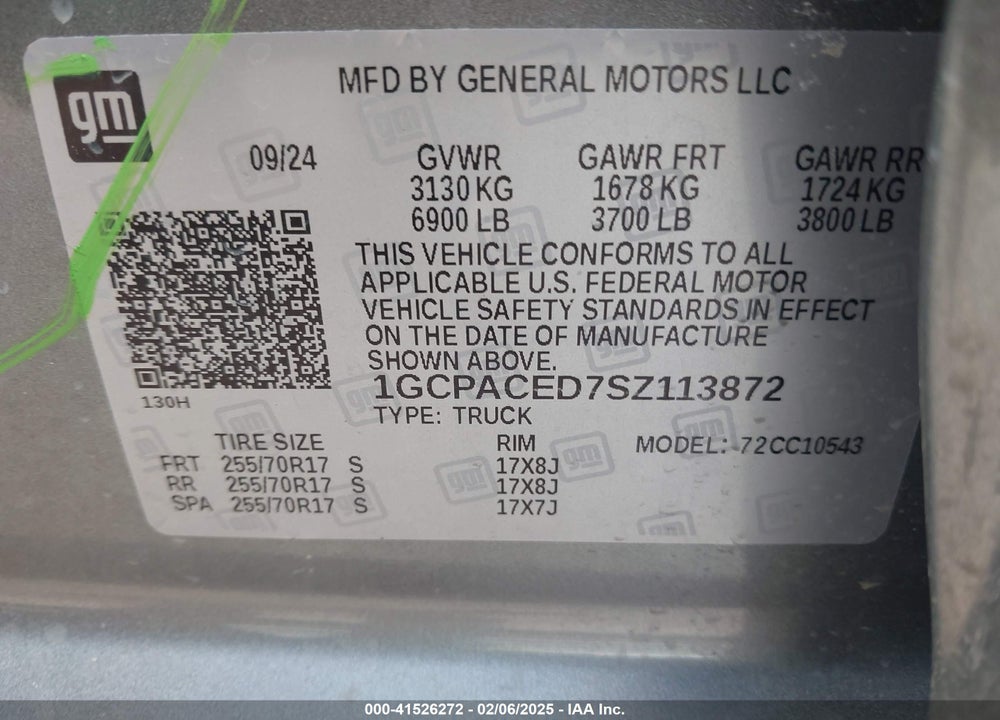 2025 CHEVROLET SILVERADO 1500 2WD SHORT BED LT VIN: 1GCPACED7SZ113872