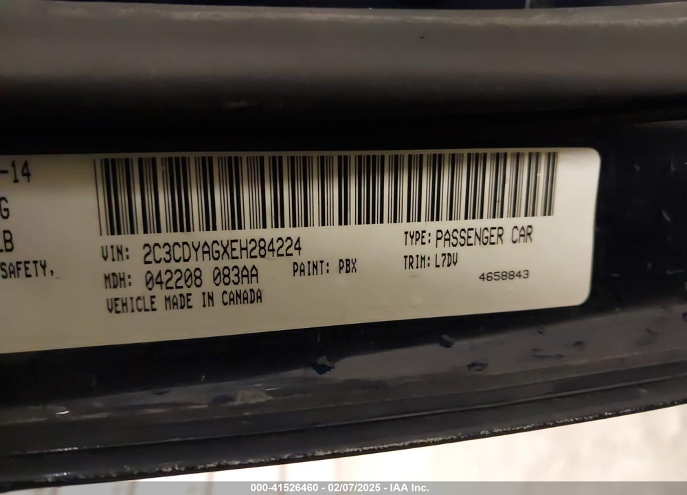 2014 DODGE CHALLENGER VIN: 2C3CDYAGXEH284224