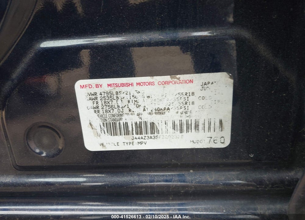 2015 MITSUBISHI OUTLANDER SE VIN: JA4AZ3A35FZ002328