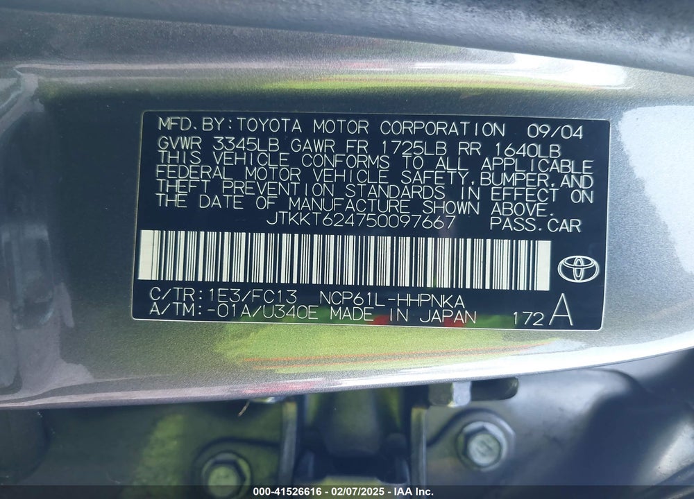 2005 SCION XA VIN: JTKKT624750097667