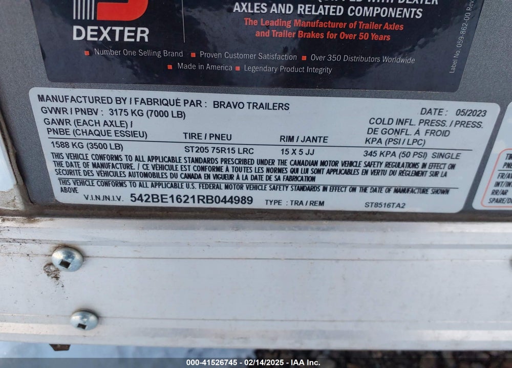 2024 BRAVO TRAILERS ENCLOSED TRAILER VIN: 542BE1621RB044989
