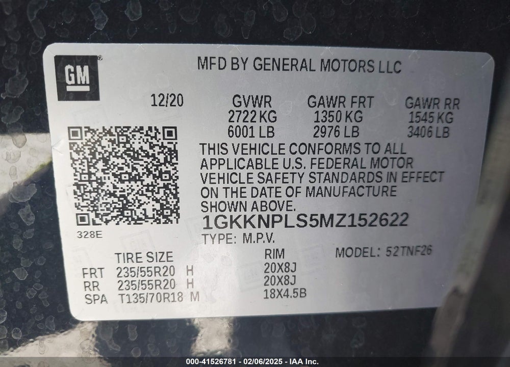 2021 GMC ACADIA FWD DENALI VIN: 1GKKNPLS5MZ152622