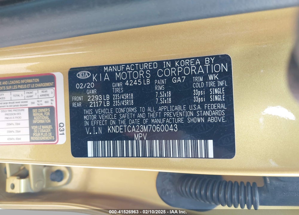 2021 KIA SELTOS VIN: KNDETCA23M7060043