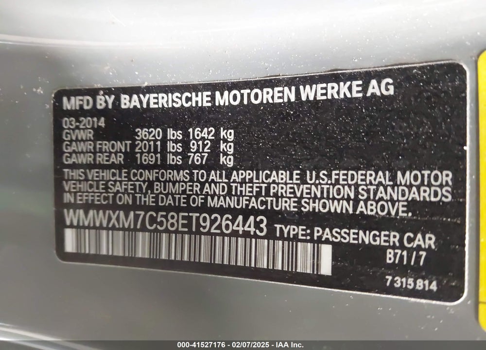 2014 MINI HARDTOP VIN: WMWXM7C58ET926443
