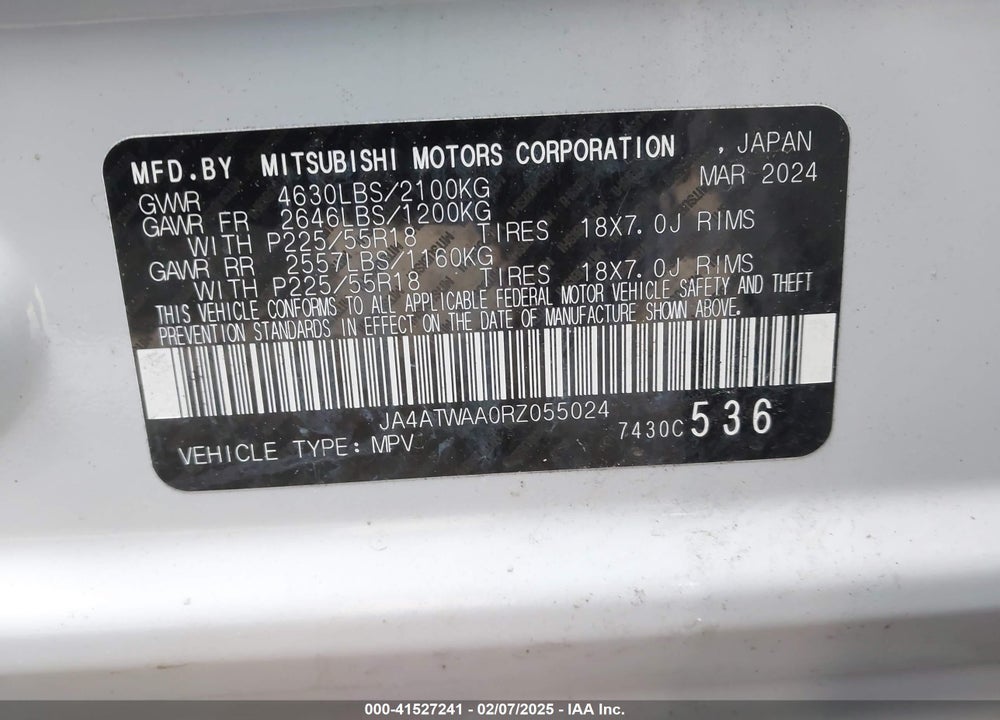 2024 MITSUBISHI ECLIPSE CROSS SEL VIN: JA4ATWAA0RZ055024