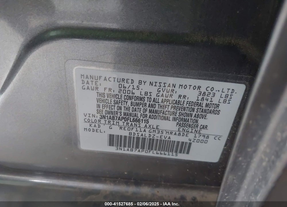 2015 NISSAN SENTRA VIN: 3N1AB7AP0FL666115