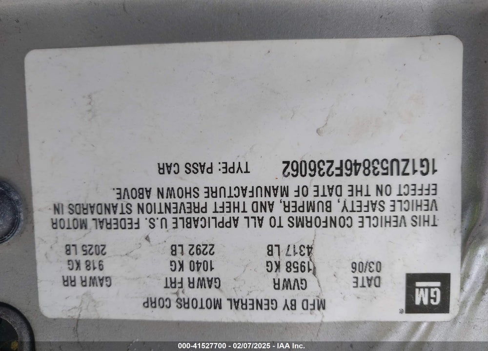 2006 CHEVROLET MALIBU VIN: 1G1ZU53846F236062