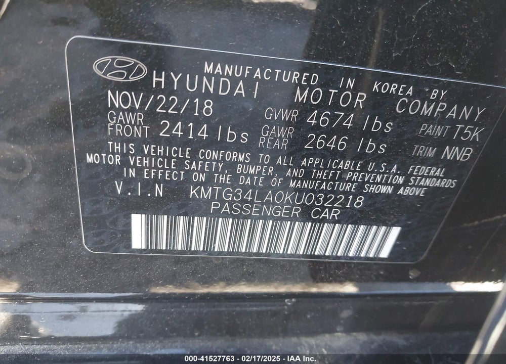 2019 GENESIS G70 ADVANCED RWD VIN: KMTG34LA0KU032218