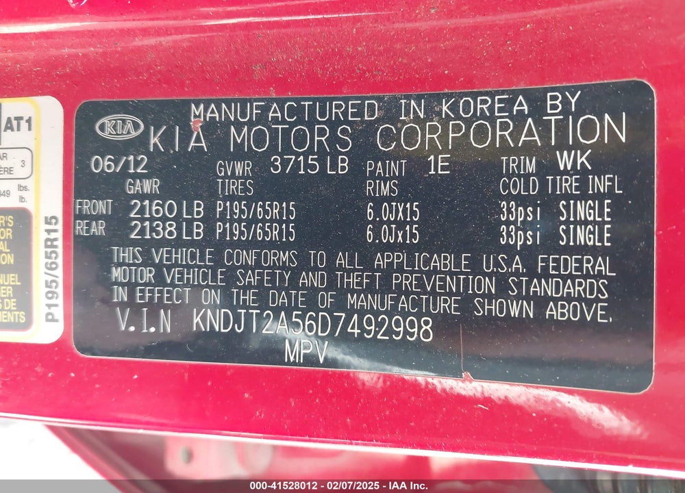 2013 KIA SOUL VIN: KNDJT2A56D7492998