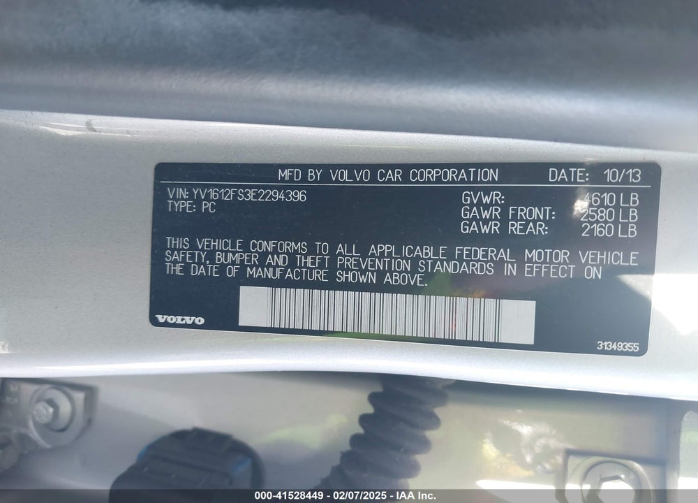 2014 VOLVO S60 VIN: YV1612FS3E2294396