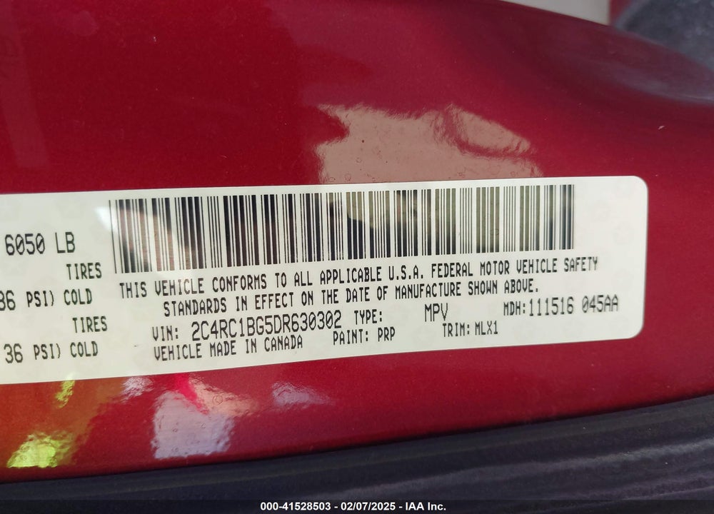 2013 CHRYSLER TOWN & COUNTRY TOURING VIN: 2C4RC1BG5DR630302