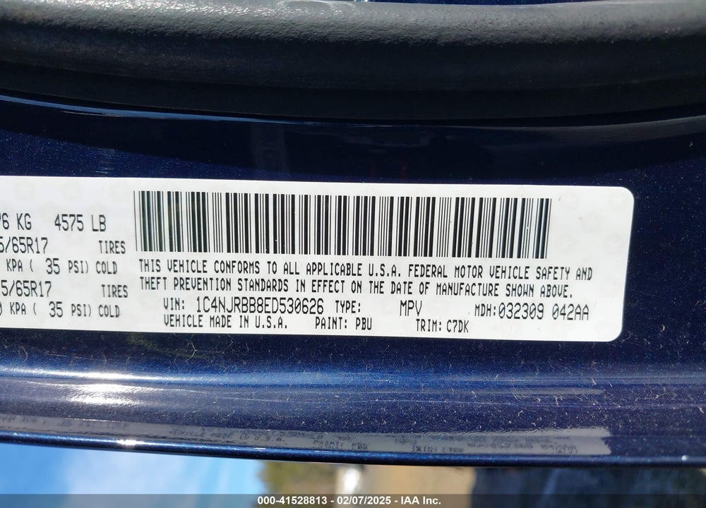2014 JEEP PATRIOT SPORT VIN: 1C4NJRBB8ED530626