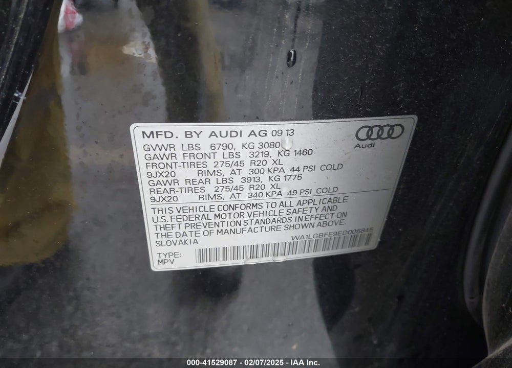 2014 AUDI Q7 3.0T PREMIUM VIN: WA1LGBFE9ED005845