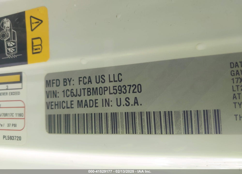 2023 JEEP GLADIATOR VIN: 1C6JJTBM0PL593720
