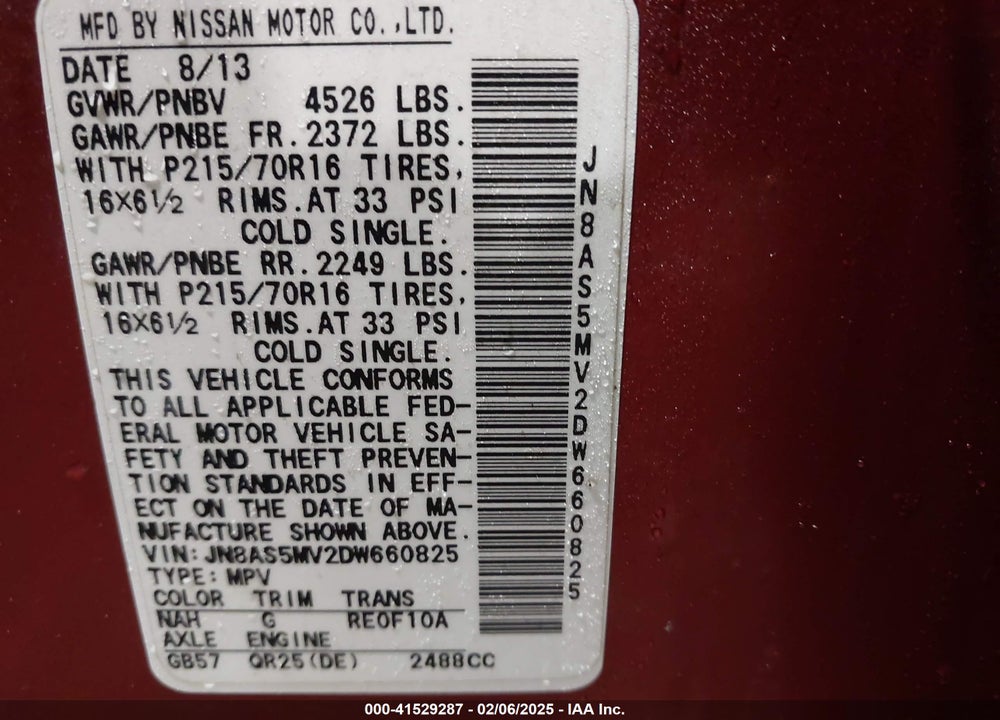 2013 NISSAN ROGUE S VIN: JN8AS5MV2DW660825