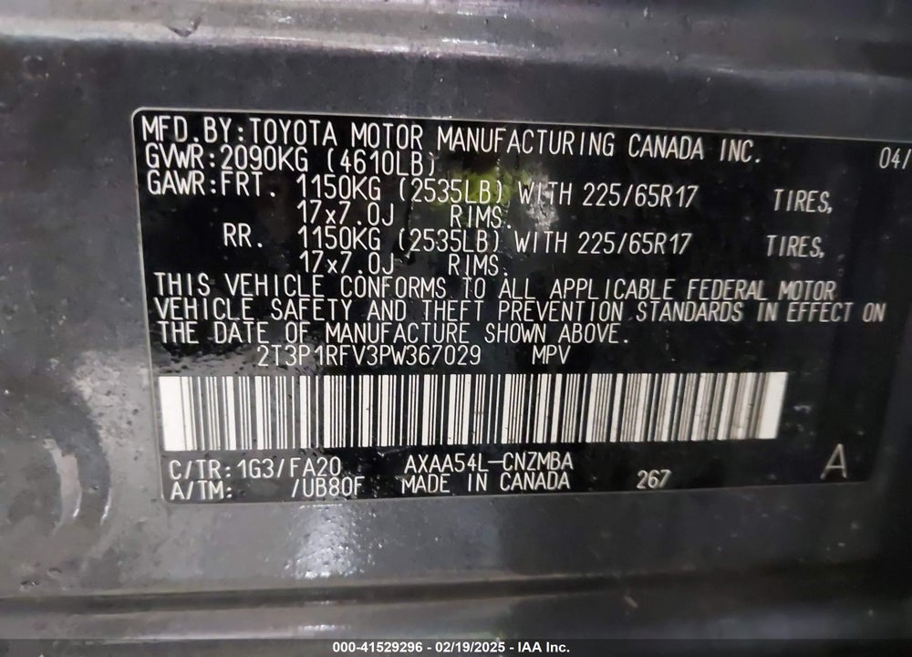 2023 TOYOTA RAV4 XLE VIN: 2T3P1RFV3PW367029