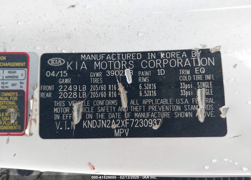 2015 KIA SOUL VIN: KNDJN2A2XF7230937
