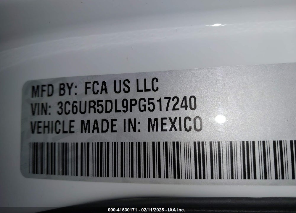 2023 RAM 2500 VIN: 3C6UR5DL9PG517240