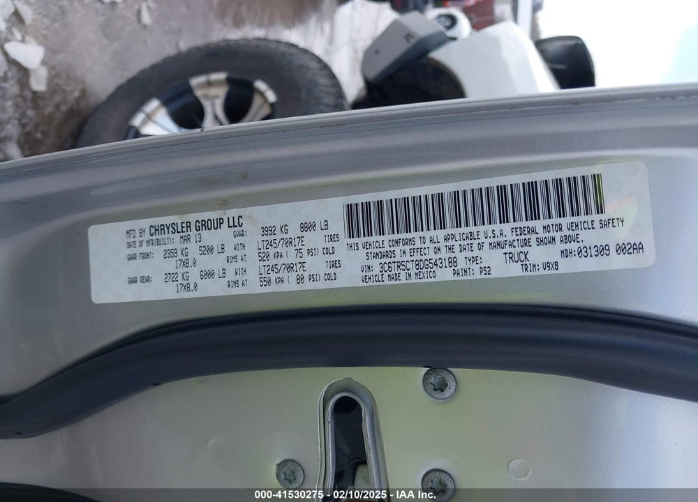 2013 RAM 2500 VIN: 3C6TR5CT8DG543188